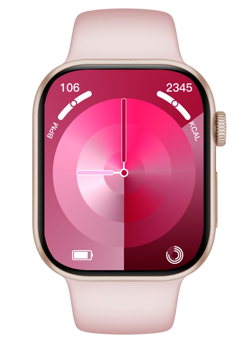 porodo - Magnifico 3 Smart Watch 2" HD with Gold Dial & Dual Straps / Calling / 128Mb Flash Memory / Up to 5 Days Working Time / V5.3 Bluetooth / Activity Tracker / Health Monitoring / HD Display / Ultra Slim - Pink Band & Gold Dial - Image 1
