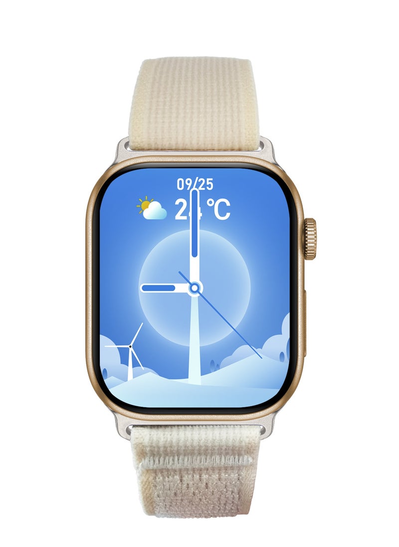 porodo - Magnifico 3 Smart Watch 2" HD with Gold Dial & Dual Straps / Calling / 128Mb Flash Memory / Up to 5 Days Working Time / V5.3 Bluetooth / Activity Tracker / Health Monitoring / HD Display / Ultra Slim - Pink Band & Gold Dial - Image 1