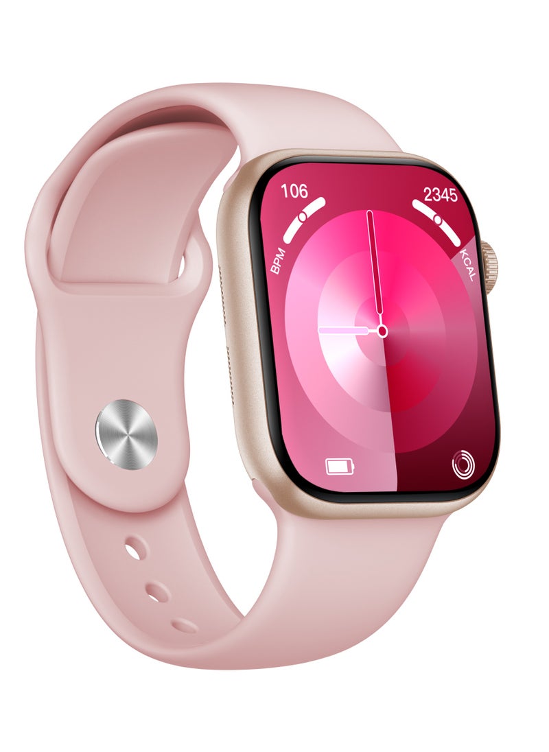 porodo - Magnifico 3 Smart Watch 2" HD with Gold Dial & Dual Straps / Calling / 128Mb Flash Memory / Up to 5 Days Working Time / V5.3 Bluetooth / Activity Tracker / Health Monitoring / HD Display / Ultra Slim - Pink Band & Gold Dial - Image 1