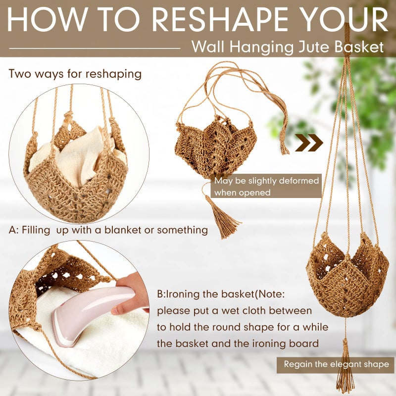 Shappy 2 Pack Jute Crochet Long Plant Hanger for 3 Inch to 12 Inch Pots, Macrame Plant Holder Rope with S Shaped Hooks for Halloween Home Decor (Brown) - Image 5