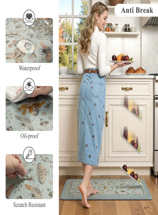 LEEVAN Anti Fatigue Mats for Kitchen Floor Non-Slip, Cushioned Kitchen Mats for Floor 2 Piece, Blue Memory Foam Kitchen Mat Set, Waterproof Ergonomic Standing Mat for Bar, Office,Desk, Laundry - Image 3