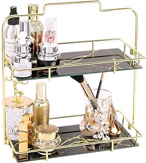 Z PLINRISE Z PLINRISE Makeup Organizer, 2 Tier Bathroom Cosmetic Storage Shelf for Dresser and Countertop, Decorative Wire Vanity  - Image 1