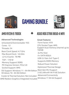 Arabest AMD Ryzen 9 7900X 12-Core Processor with ASUS ROG Strix B650-A Gaming WiFi 6E MotherboardBundle  - Image 2