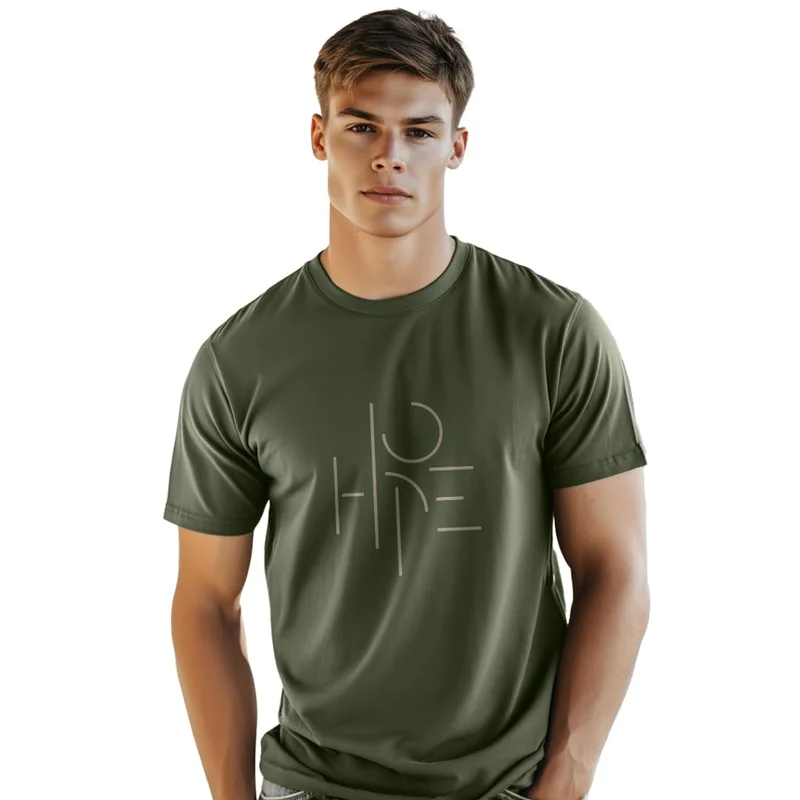 نوبيرو Men's Olive Green Cotton T-Shirt for Men
