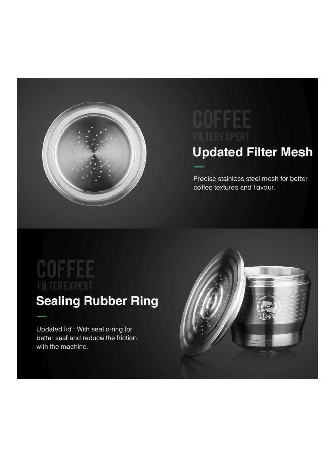 نيبمينينت كبسولة قهوة من الإستانلس ستيل مع مكبس فضي Coffee Capsule (36.7x26.9x23), Tamper Press (80x24.5)مم - Image 4