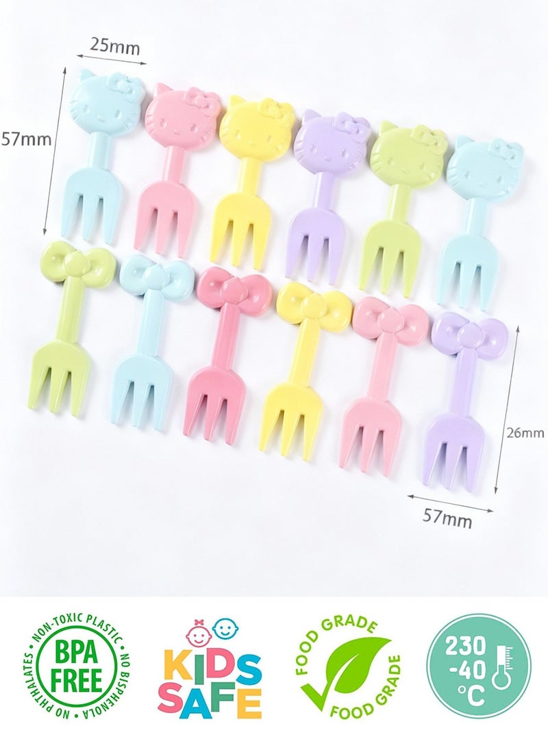 KOOKNA Fruit Forks for Kids 20 Pieces Multicolor Small Toddler Food Picks with Cute Cat Designs for Cake Snacks Bento Decor Home School Lunch Box Everyday Use - Image 3