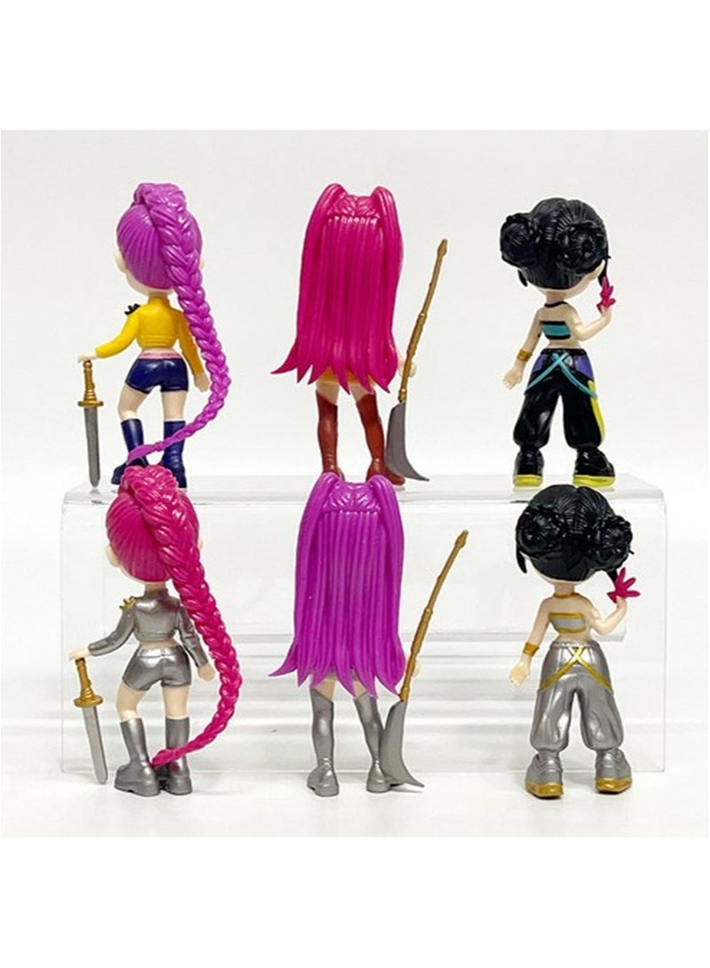 6 قطع من مجموعة تماثيل فتيات فرقة K Pop Demon Hunter، لعبة عصرية قابلة للتجميع لتزيين سطح المكتب - Image 2