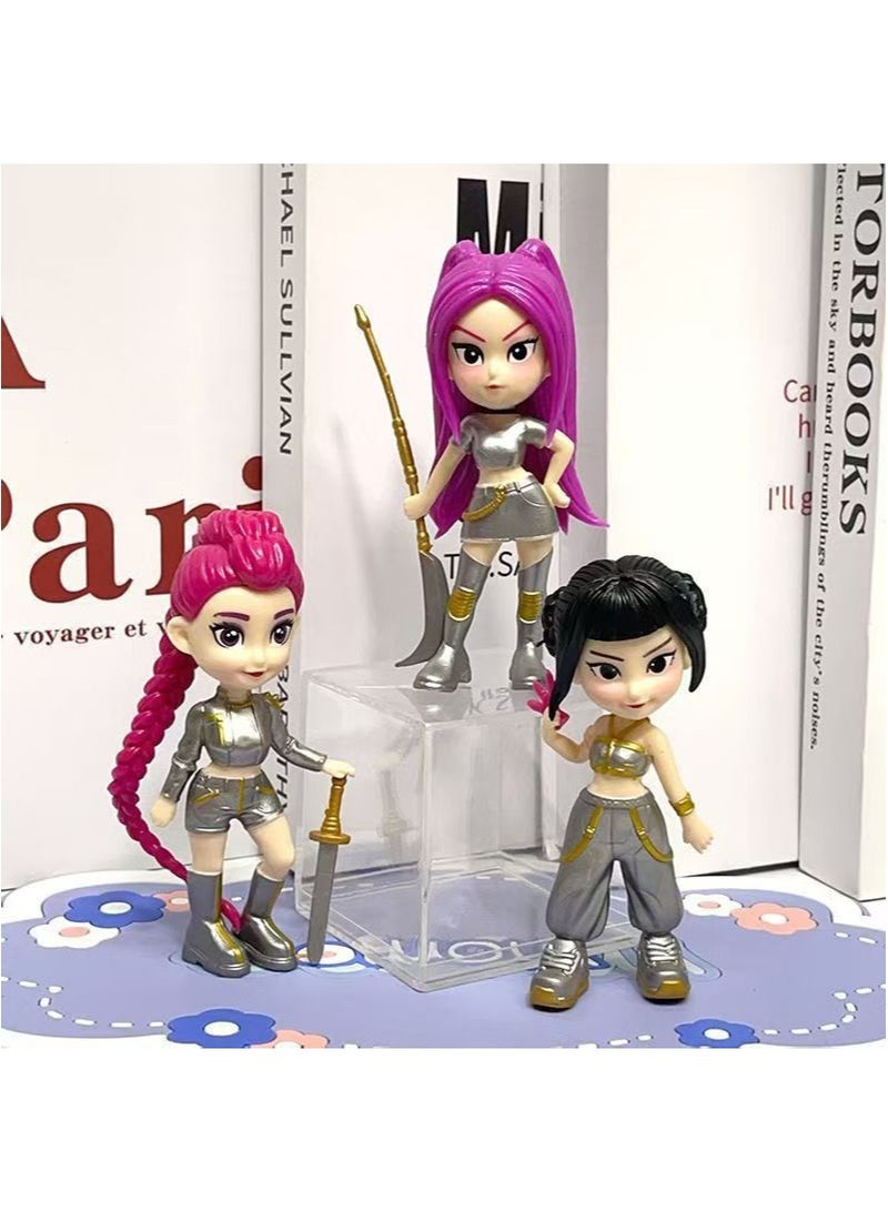 6 قطع من مجموعة تماثيل فتيات فرقة K Pop Demon Hunter، لعبة عصرية قابلة للتجميع لتزيين سطح المكتب - Image 3