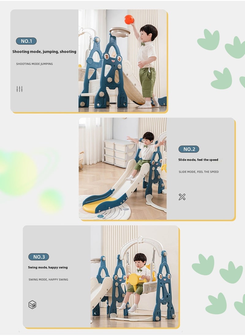 MaBaby - 3 in 1 Toddler Swing and Slide Set for Age 1-6 Indoor Playground for Children Baby Swing Set with Slide, Climber, Basketball Hoop and Long Slide for Boys and Girls - Image 1