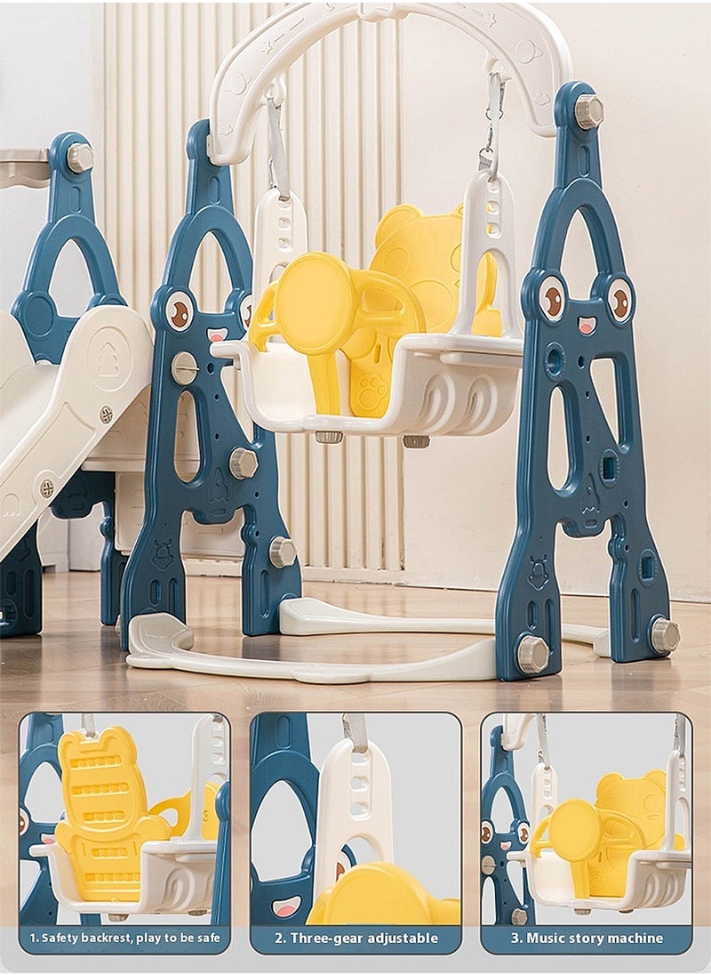 MaBaby - 3 in 1 Toddler Swing and Slide Set for Age 1-6 Indoor Playground for Children Baby Swing Set with Slide, Climber, Basketball Hoop and Long Slide for Boys and Girls - Image 1