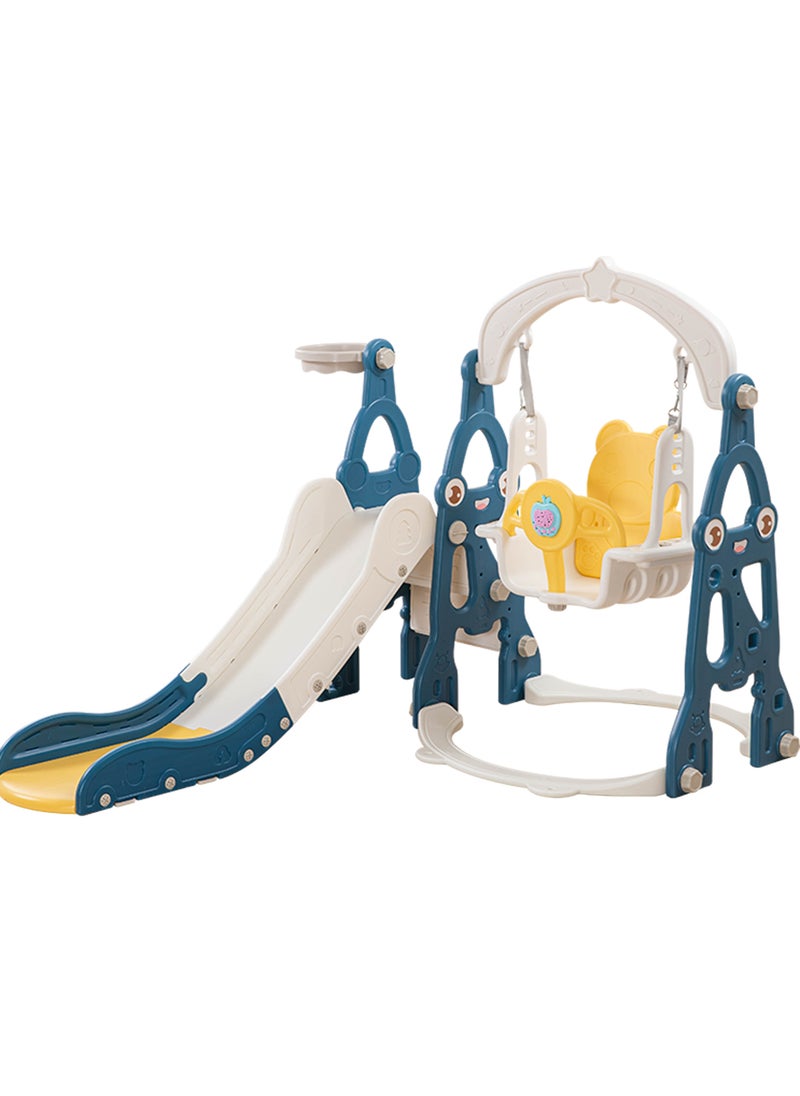 MaBaby - 3 in 1 Toddler Swing and Slide Set for Age 1-6 Indoor Playground for Children Baby Swing Set with Slide, Climber, Basketball Hoop and Long Slide for Boys and Girls - Image 1