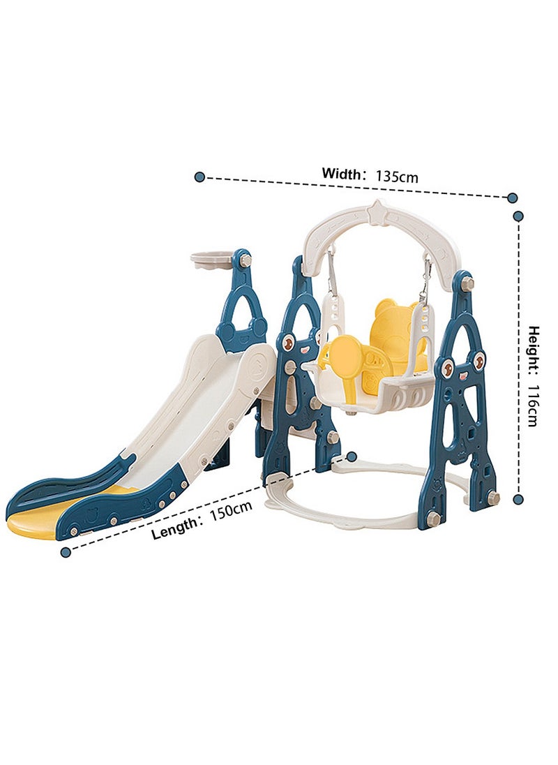 MaBaby - 3 in 1 Toddler Swing and Slide Set for Age 1-6 Indoor Playground for Children Baby Swing Set with Slide, Climber, Basketball Hoop and Long Slide for Boys and Girls - Image 1