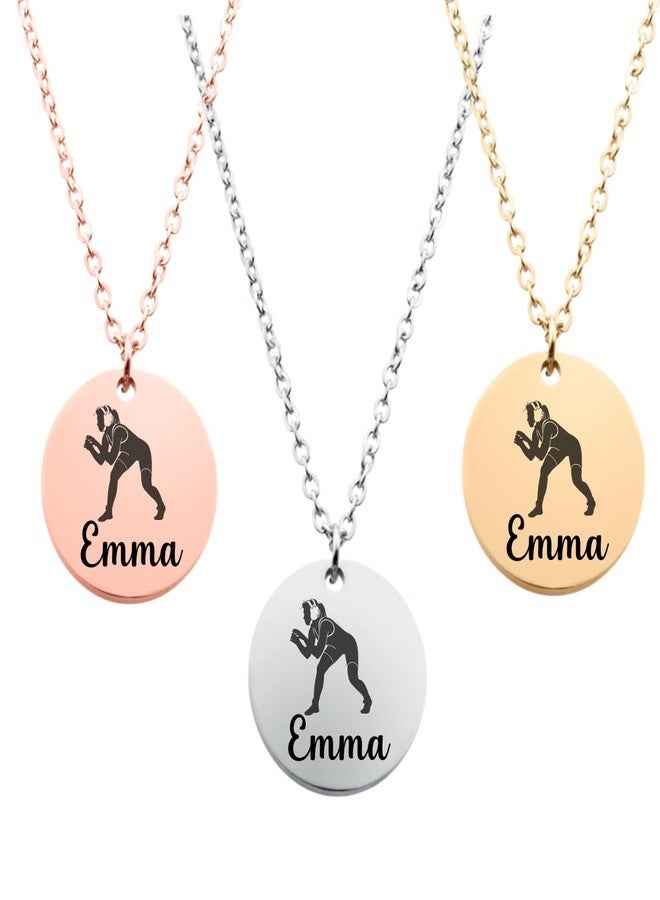 Sportybella Personalized Wrestling Necklace, Wrestling Gifts for Women, Teens, Custom Engraved Wrestling Pendant Name - Image 1