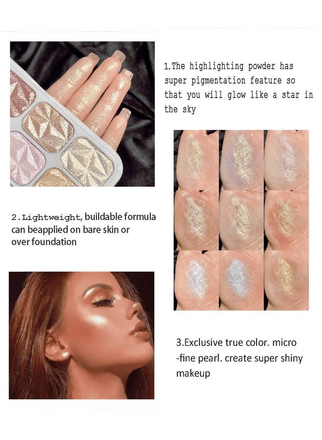 Sumeitang 8 Colors Face Highlighter Makeup Palette Iluminadores De Maquillaje Profesional Natural Glow Facial Highlighters & Luminizers Contour Concealer Highlight Powder Palette Lasting Lightweight - Image 5