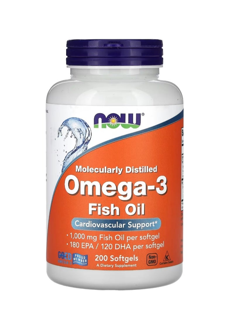 now Omega-3 Fish Oil 1000 mg 180 EPA - 120 DHA 200 Softgels - Image 1