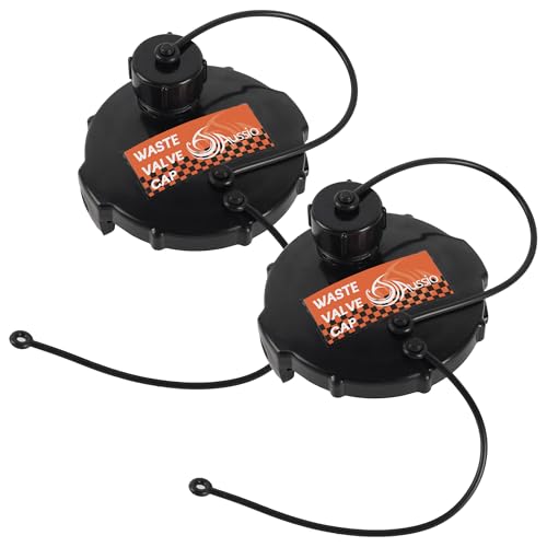 Aussio 2Pack Black T10201 Waste Valve Cap with Bayonet Hook 3 with Capped 34 GHT RV Sewer Cap - Image 1