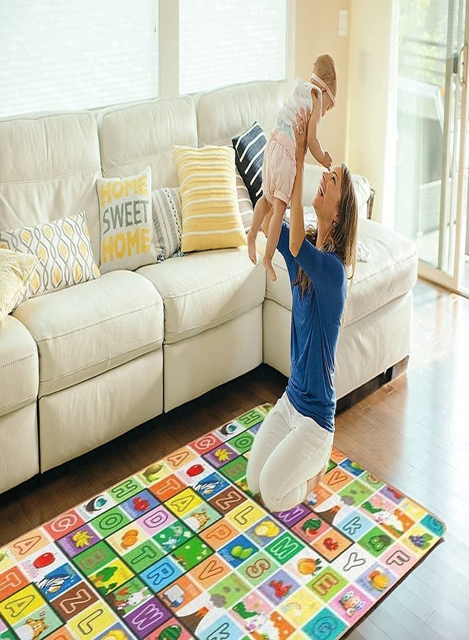 SILENCIO Waterproof Portable Double Side Soft Reversible Non Toxic BPA Free Learning & Crawling Fordable Foam Baby Mat (Multicolored) (6 * 4 ft) - Image 5