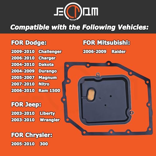 Jectam Automatic Transmission Filter with Gasket Kit 42RLE 052852913AB Compatible with 2003-2010 Dodge Challenger Charger Dakota Durango Magnum Nitro Ram 1500 Jeep Liberty Wrangler - Image 5
