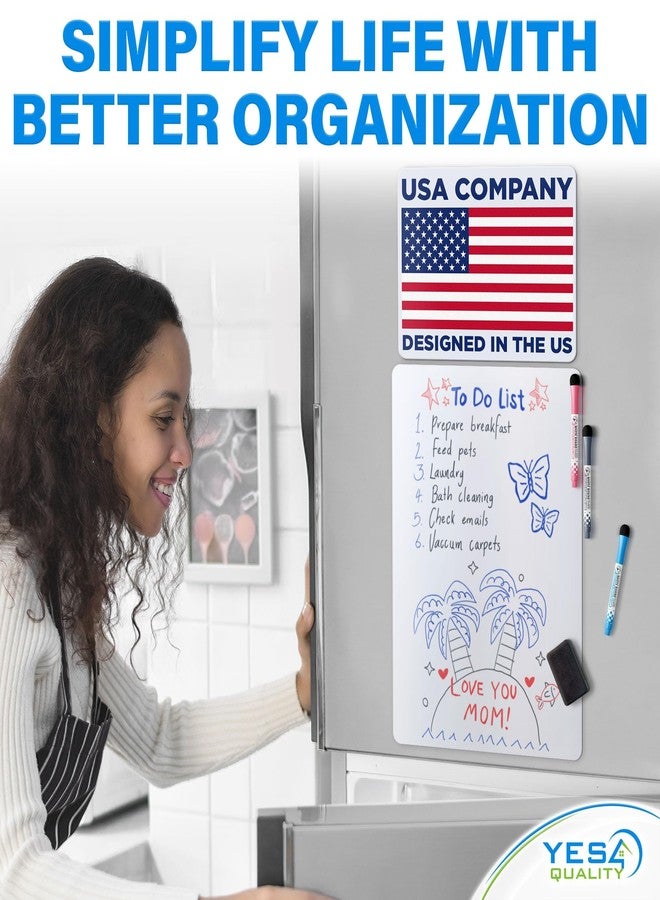 YES4QUALITY Magnetic Dry Erase Whiteboard Sheet for Fridge - 19x13 - Stain Resistant Technology with 3 Fine Tip Markers & Big Eraser with Magnet - Refrigerator White Board Planner Organizer - by Yes4Quality - Image 2