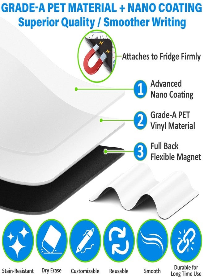 YES4QUALITY Magnetic Dry Erase Whiteboard Sheet for Fridge - 19x13 - Stain Resistant Technology with 3 Fine Tip Markers & Big Eraser with Magnet - Refrigerator White Board Planner Organizer - by Yes4Quality - Image 5
