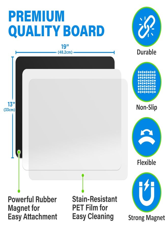 YES4QUALITY Magnetic Dry Erase Whiteboard Sheet for Fridge - 19x13 - Stain Resistant Technology with 3 Fine Tip Markers & Big Eraser with Magnet - Refrigerator White Board Planner Organizer - by Yes4Quality - Image 3