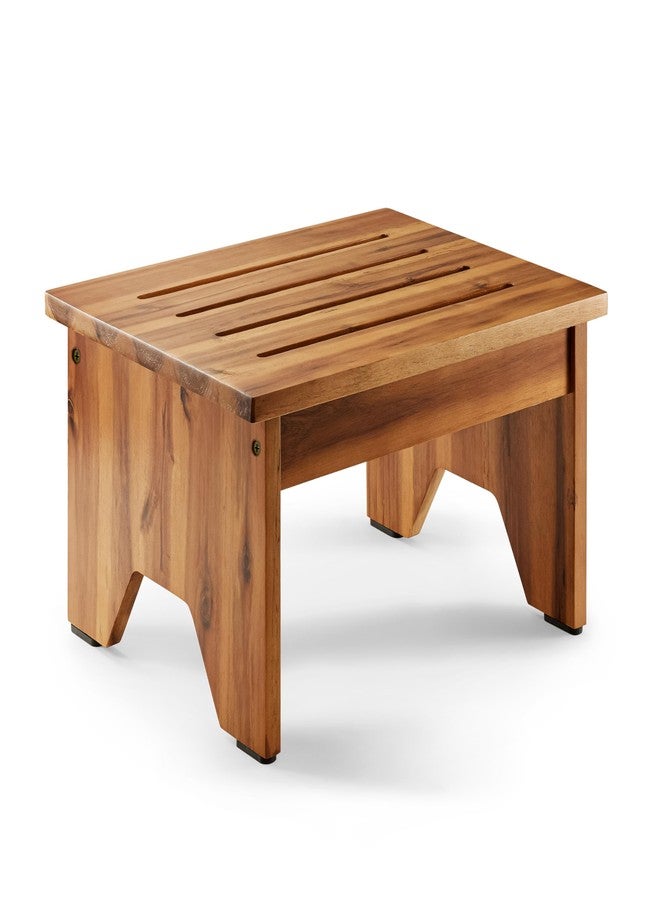 HOLANA 9" Acacia Wood One Step Stool for Adults - 300 Lbs Wooden Step Stools Heavy Duty for High Bed Riser, Bathroom, Bedroom - Small Stepping Stool for Elderly, Seniors, Kids, Handicap Use Indoor - Image 1