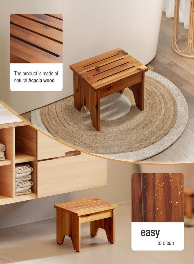 HOLANA 9" Acacia Wood One Step Stool for Adults - 300 Lbs Wooden Step Stools Heavy Duty for High Bed Riser, Bathroom, Bedroom - Small Stepping Stool for Elderly, Seniors, Kids, Handicap Use Indoor - Image 3