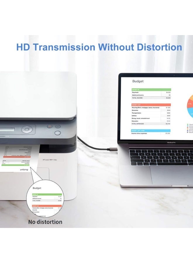 بلجن كابل طابعة USB C عالي السرعة بتصميم نايلون مجدول – وصلة من USB Type-C إلى USB Type-B للطابعات والسكانر والفاكس – هيكل ألومنيوم متين ونقل بيانات 480Mbps - Image 3