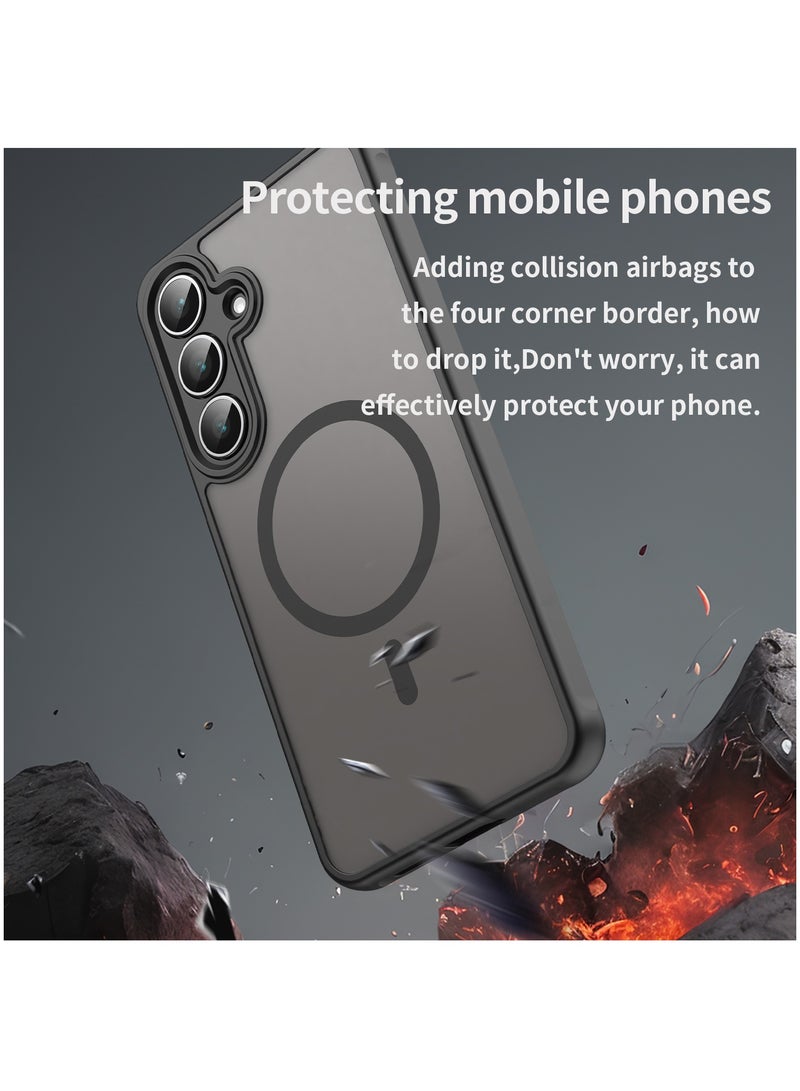 Fankalo Magnetic Matte Texture Phone Case for Samsung Galaxy S25 FE Semi Transparent Frosted Shockproof Case Oil Repellent and Waterproof Phone Cover - Image 2