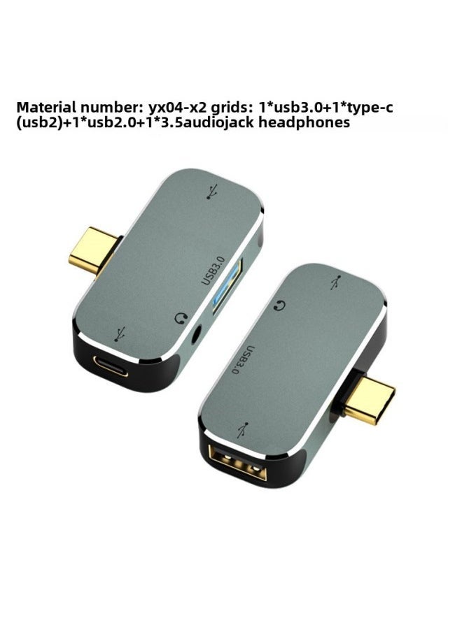 Type-C Docking Station HUB Multi-function Converter USB3.1/HDMI3.5 Headset USB3.0 Smart 3-Number Of Interfaces:Yx-x2: 1*usb3.0+1*type-c(usb2)+1*usb2.0+1*3.5 Headphones  - Image 1