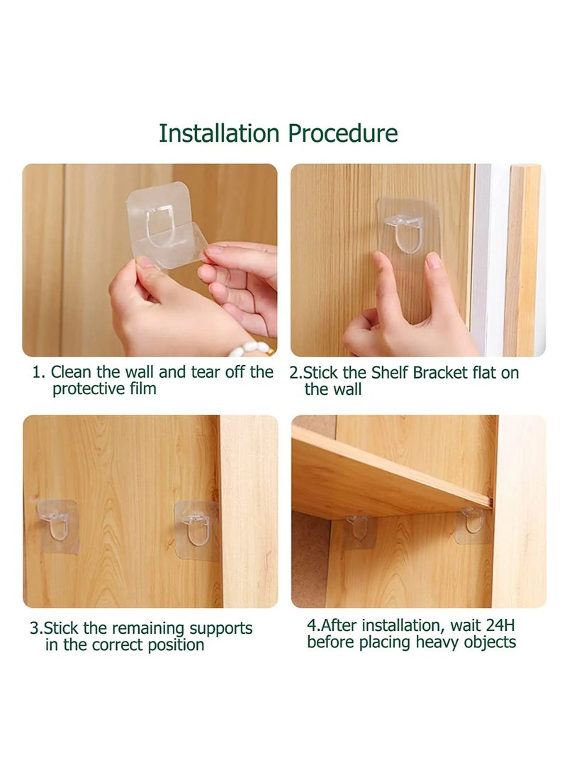 Generic Self Adhesive Shelf Bracket, Clear Plastic Shelf Stickers, Adhesive Shelf Support Pegs Without Drilling, Support Shelves for Cabinets, Kitchen Furniture, Bookshelves, Shelf Holder 6x6cm  - Image 5