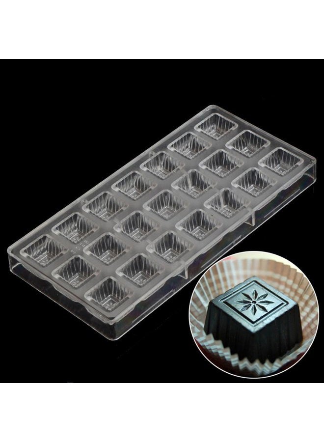 GRAINRAIN Polycarbonate Chocolate Mold DIY Candy Mould Clear Hard Plastic Bakeware Pastry Tools Square Plum - Image 4