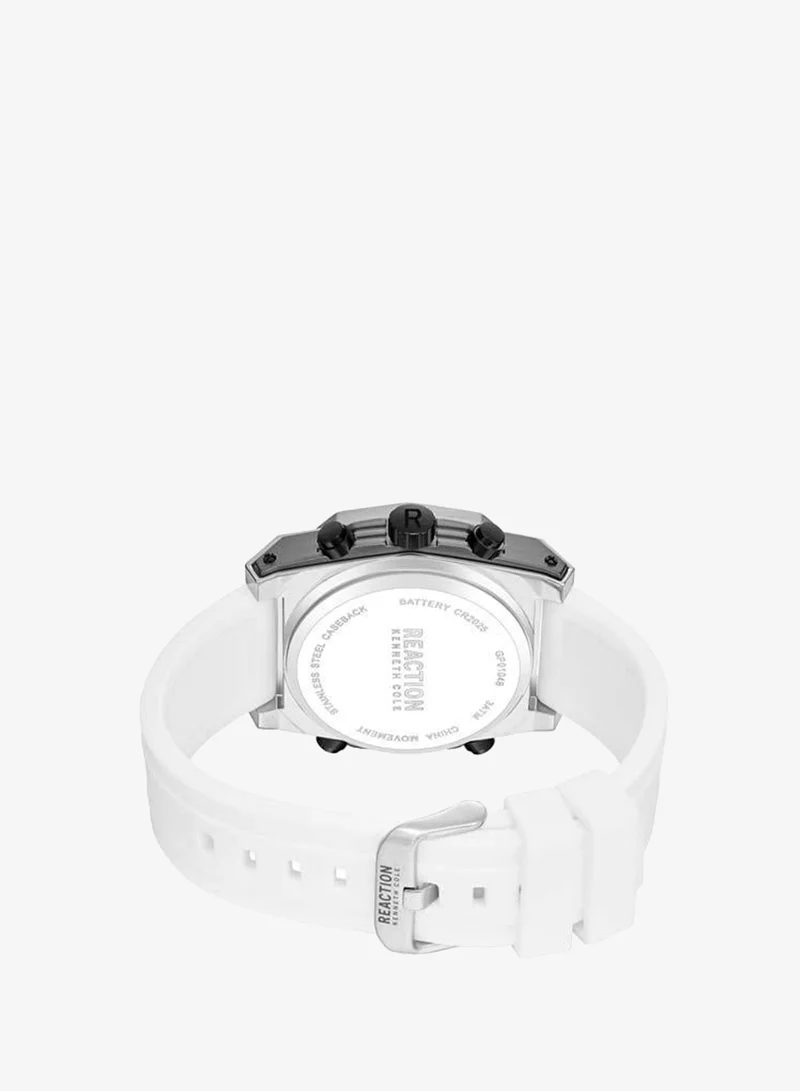 Kenneth Cole Reaction Silver Silver Dial White Silicone Strap Analog-digital Watch for Men, 52.4mm for Men | Best Price UAE