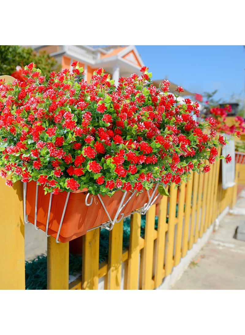 SITUMEIZI SITUMEIZI 8 Bundles Red Artificial Flowers Outdoor Fake Flower Plastic UV Resistant Shrubs Greenery Plants Hanging Decorations Garden Porch Window Box Farmhouse Outside Summer Indoor Decor  - Image 3