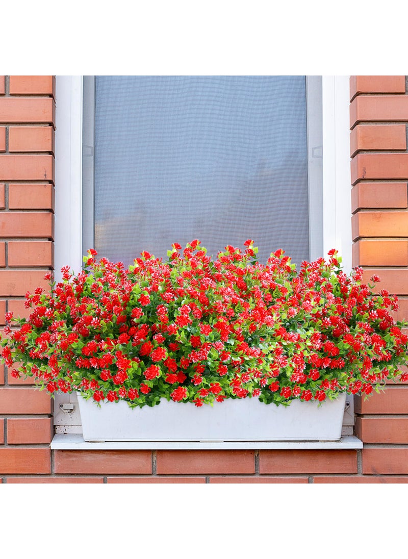 SITUMEIZI SITUMEIZI 8 Bundles Red Artificial Flowers Outdoor Fake Flower Plastic UV Resistant Shrubs Greenery Plants Hanging Decorations Garden Porch Window Box Farmhouse Outside Summer Indoor Decor  - Image 5