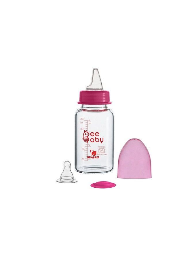 Beebaby Advance+ 2 In 1 Slim Neck Glass Feeding Bottle To Sippy Glass Bottle With Anti Colic Silicone Nipple & Silicone Sippy Spout. (125 Ml ; 4 Oz.) (Pink) 4 Months + - Image 4