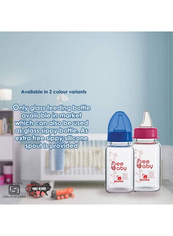 Beebaby Advance+ 2 In 1 Slim Neck Glass Feeding Bottle To Sippy Glass Bottle With Anti Colic Silicone Nipple & Silicone Sippy Spout. (125 Ml ; 4 Oz.) (Pink) 4 Months + - Image 5