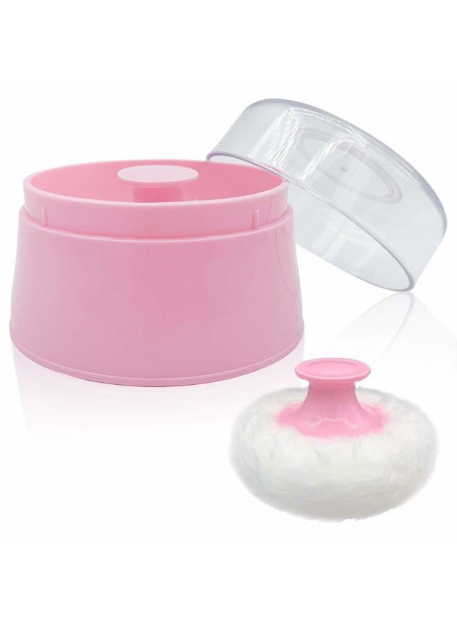 Aurasin علبة بودرة الأطفال خالية من BPA، كبيرة 2.8" رقيقة، علبة بودرة بعد الاستحمام، حاوية بودرة الوجه/الجسم للأطفال، حاوية بودرة تجميلية مع مقبض يد (وردي) - Image 1
