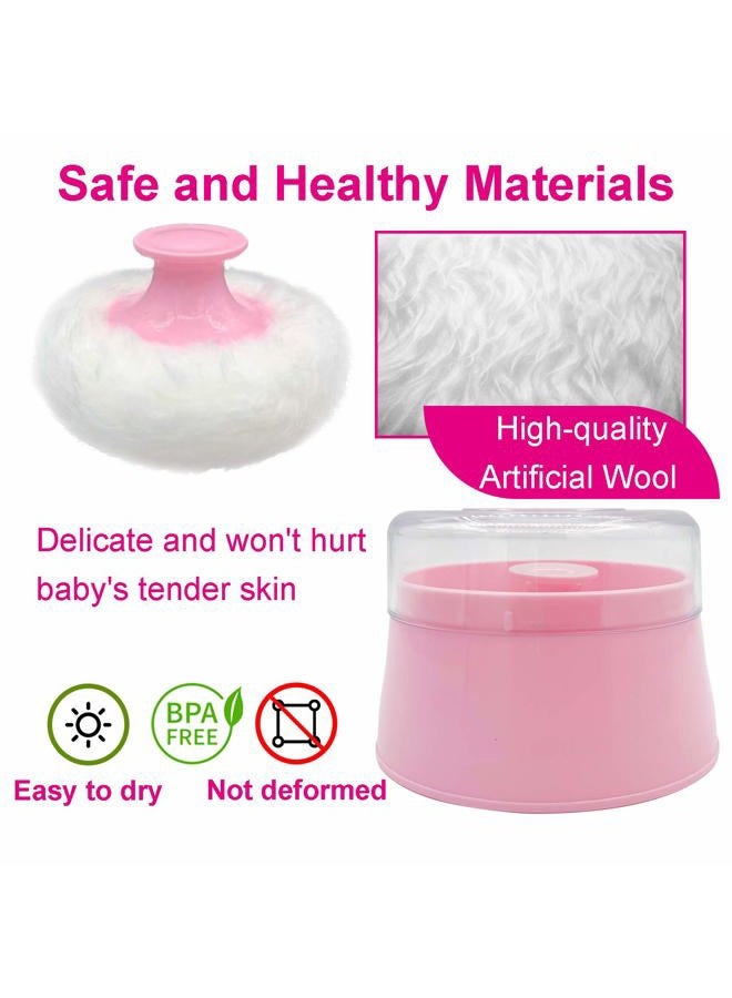 Aurasin علبة بودرة الأطفال خالية من BPA، كبيرة 2.8" رقيقة، علبة بودرة بعد الاستحمام، حاوية بودرة الوجه/الجسم للأطفال، حاوية بودرة تجميلية مع مقبض يد (وردي) - Image 4