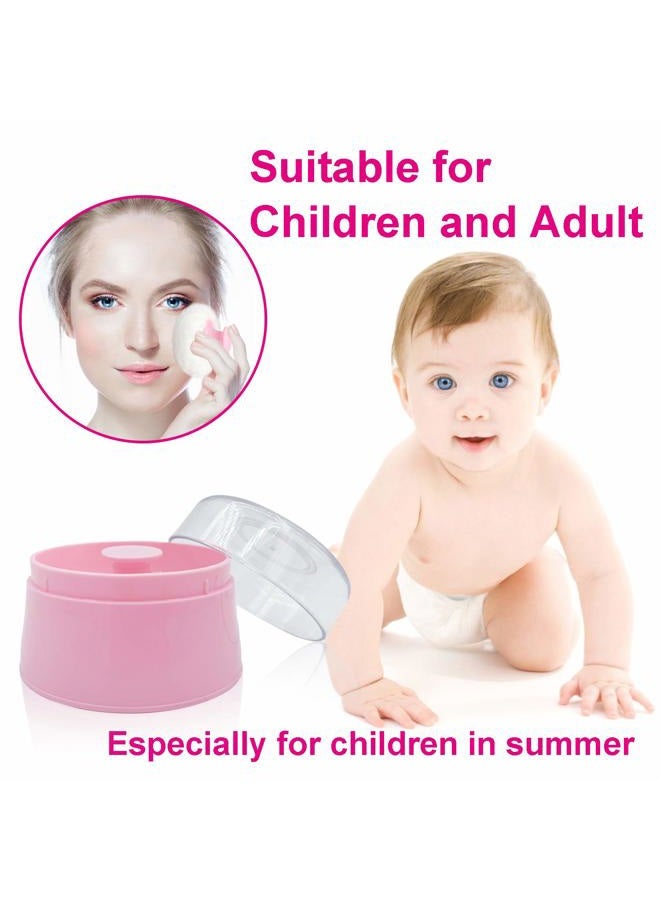Aurasin علبة بودرة الأطفال خالية من BPA، كبيرة 2.8" رقيقة، علبة بودرة بعد الاستحمام، حاوية بودرة الوجه/الجسم للأطفال، حاوية بودرة تجميلية مع مقبض يد (وردي) - Image 2