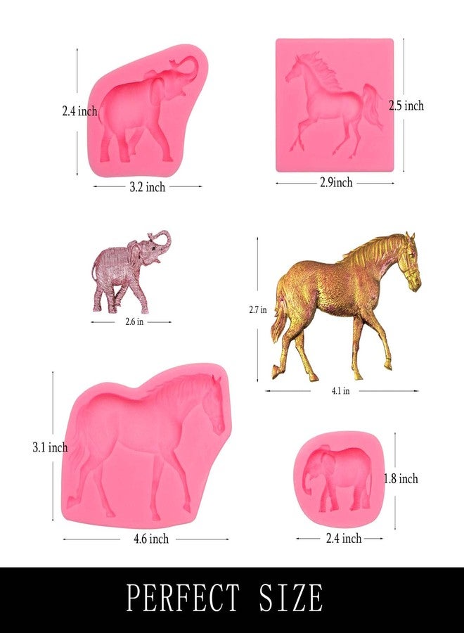 muyulin Horse Fondant Molds, 4 Packs, Elephant Animal Chocolate Silicone Molds for Horse Cowboy Cake Decoration, Cupcake Toppers Gum Paste Candy Clay - Image 2
