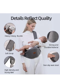 Baby Hip Carrier, Ergonomic Carrier, Capacity Pocket with Adjustable Waistband, Suitable for Newborn to Toddlers All-Seasons(Grey) - pzsku/ZA92056064740DD628BECZ/45/_/1713403768/74a285d0-dcff-4345-af98-503177bd5f21