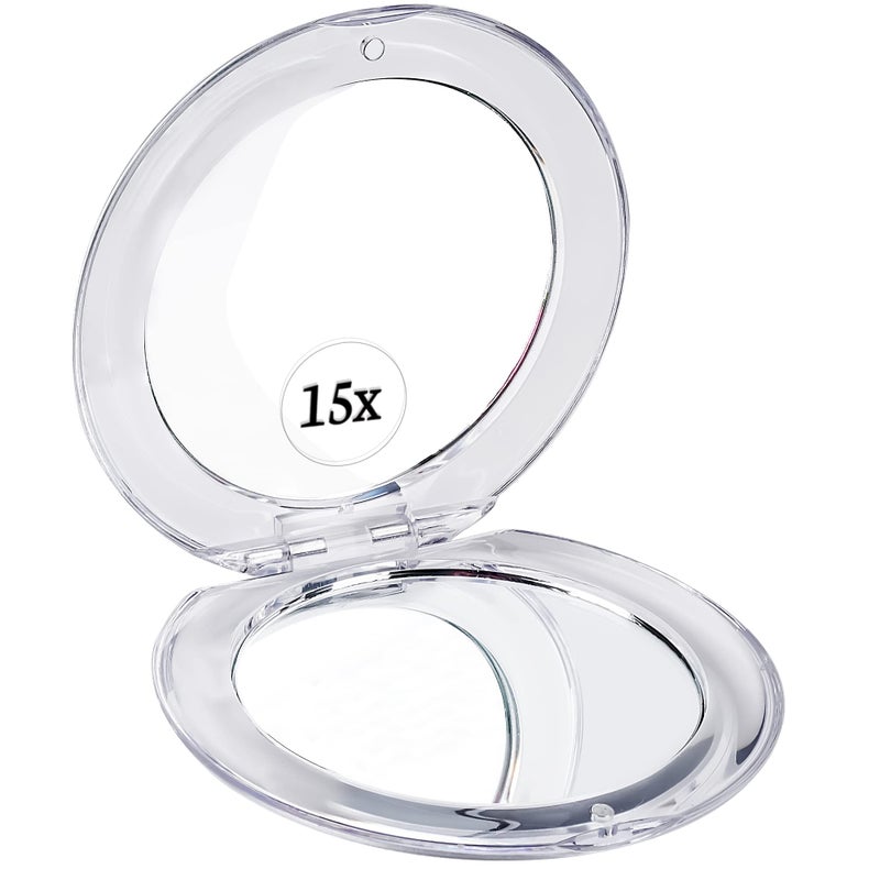Mirrorvana MIRRORVANA Small Compact 15X Magnifying Travel Makeup Mirror  Lightweight Handheld and Foldable Design  Mini PocketSized Magnified Mirror for Purse or Handbag  33 Diameter 