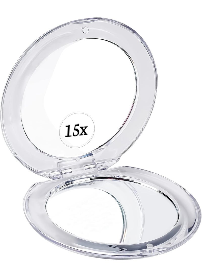 Mirrorvana MIRRORVANA Small Compact 15X Magnifying Travel Makeup Mirror - Lightweight, Handheld, and Foldable Design - Mini Pocket-Sized Magnified Mirror for Purse or Handbag - 3.3" Diameter 