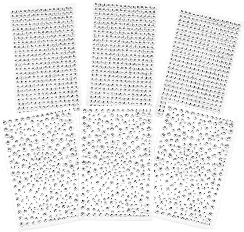 MAKINGTEC 2100 Pcs Rhinestone Stickers, Self Adhesive Crystal Glitter Diamond Art Gemstone Stickers for Face Diy Crafts Nail Phone Case Decoration (Transparent 6pcs) - Image 1