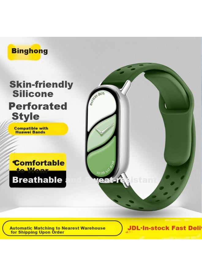 Bing Hong Binghong Silicone Replacement Band For Huawei Band 8/9/10 Nfc, Uni Wrist Strap - Spruce Green - Image 1