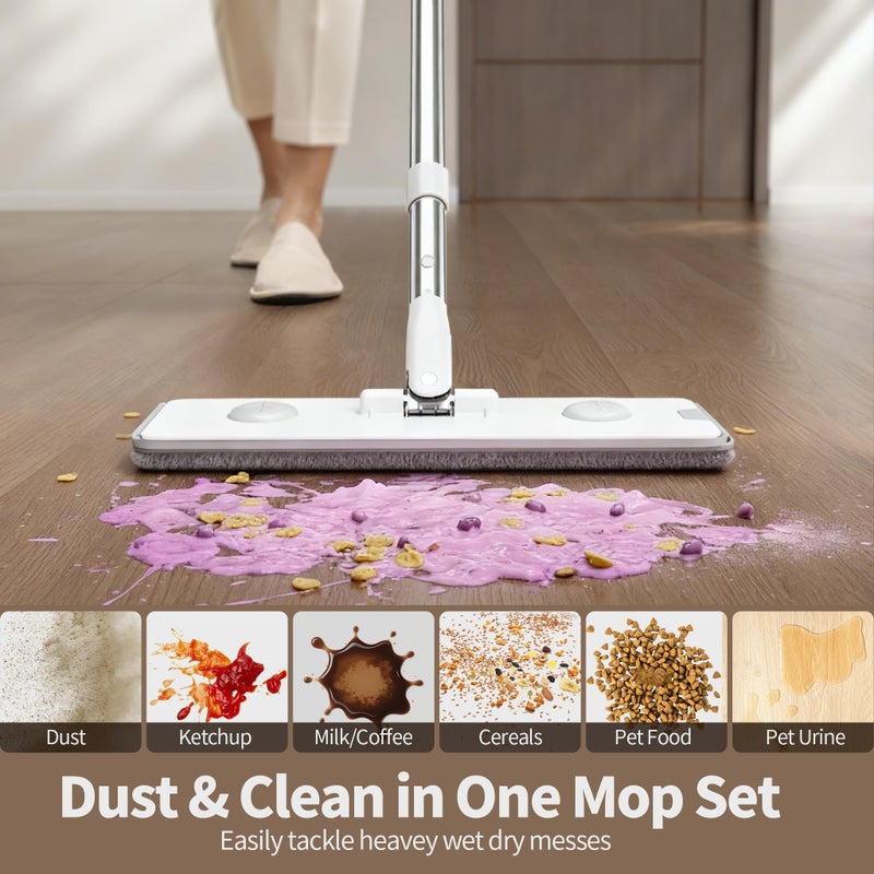 POPMOP Mop and Bucket Set, Flat Mop and Bucket System, Mop Bucket with Wringer, Wall Mop with Adjustable Handle (Max 61 Inches), 5 Washable Microfiber Mop Pads - Image 4