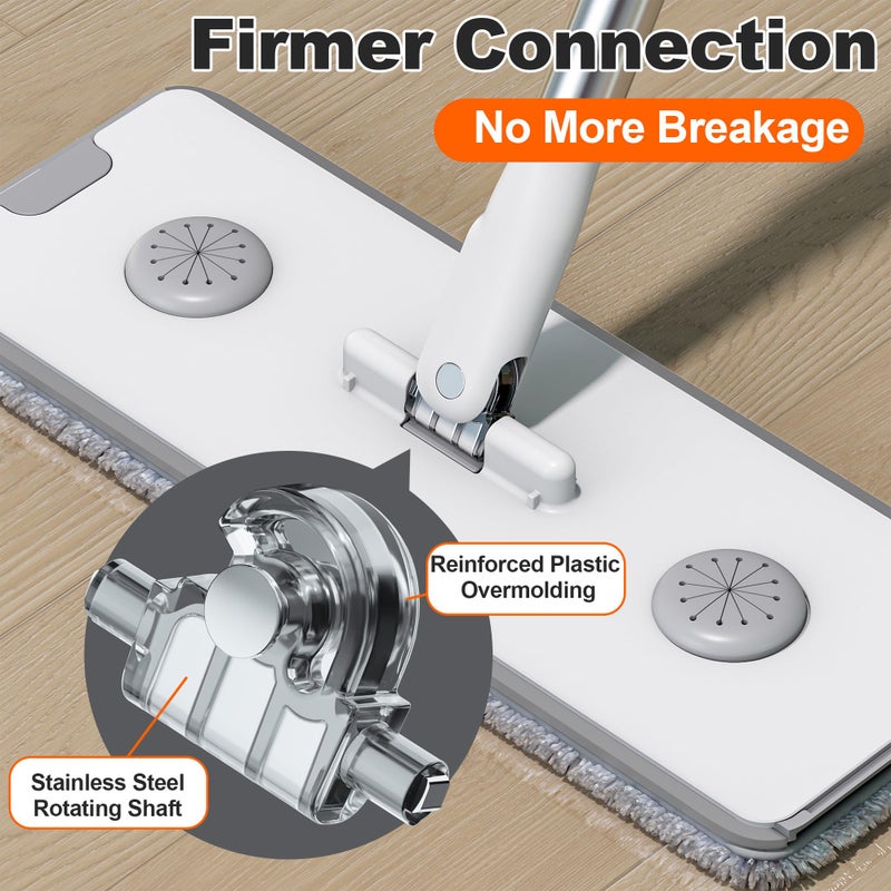 POPMOP Mop and Bucket Set, Flat Mop and Bucket System, Mop Bucket with Wringer, Wall Mop with Adjustable Handle (Max 61 Inches), 5 Washable Microfiber Mop Pads - Image 3