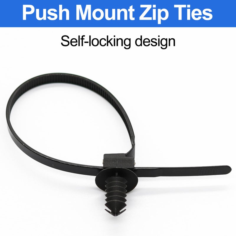 OIIKI 50 Pack Cable Zip Ties 8 Inch Nylon Push Mount Self Locking Cable Ties For Indoor Wire Tying-Black - Image 3