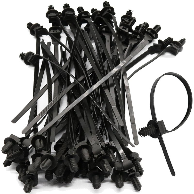 OIIKI 50 Pack Cable Zip Ties 8 Inch Nylon Push Mount Self Locking Cable Ties For Indoor Wire Tying-Black - Image 1